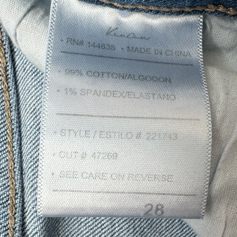 KANCAN faded blue cotton blend distressed straight leg stretch jeans size 28 - Picture 6 of 7